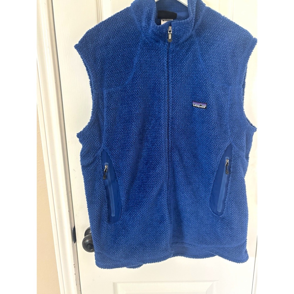 Vintage Patagonia Y2K Mens XL R2 Regulator Fleece Full Zip Vest Blue Polartec